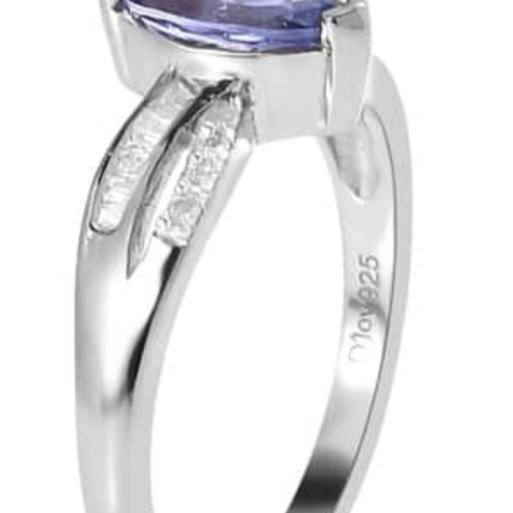Genuine AAA Tanzanite & Diamond Ring Size 9! - Picture 4 of 7